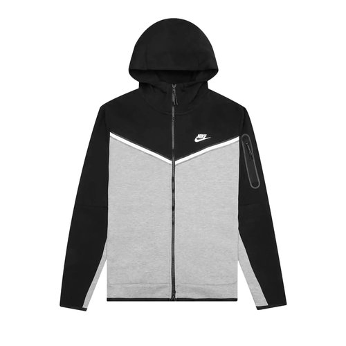 Nike Sportswear Tech Fleece Windrunner Full Zip Hoodie - Black/Dark Grey Heather/White - CU4489-016