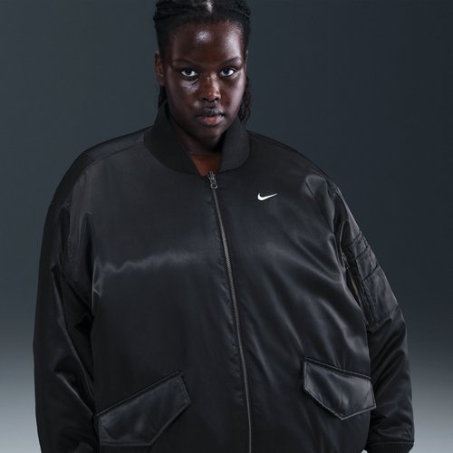 Nike Sportswear Therma-FIT Reversible Bomber Jacket Plus Size - Black/Medium Ash/Sail/Sail - HV2814-010