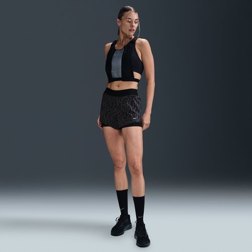Nike Swift Dri-FIT Mid-Rise 2-in-1 Printed Running Shorts - Black/Black - IB5847-010