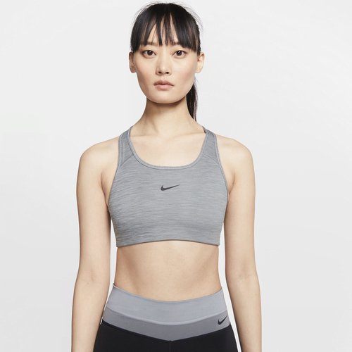 Nike Swoosh Medium-Support 1-Piece Pad Sports Bra - Smoke Grey/Pure/Black - BV3636-084