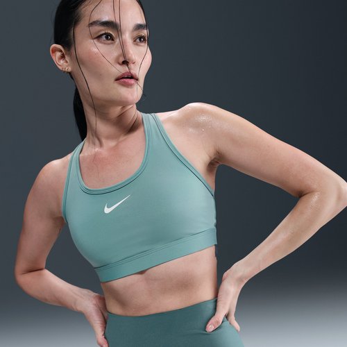Nike Swoosh Medium Support Padded Sports Bra - Cannon/White - DX6821-017