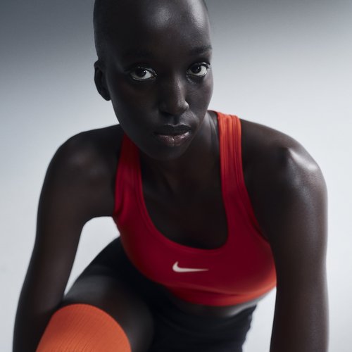 Nike Swoosh Medium Support Padded Sports Bra - University Red/White - DX6821-657