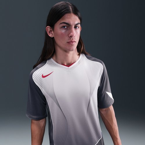 Nike Total 90 Dri-FIT Short-Sleeve Soccer Jersey - Light Graphite/Sail/Gym Red/Gym Red - HV1178-064
