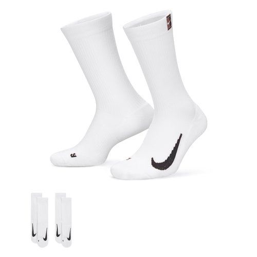 Nike Court Multiplier Cushioned Tennis Crew Socks 2 Pairs - White/White - SK0118-100