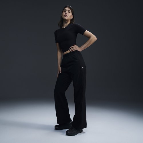 Nike Windrunner High-Waisted Woven Open-Hem Pants - Black/White - FV7655-010