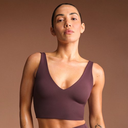 Nike SKIMS Matte V-Neck Long-Line Bra - Nskm Currant - BALLL8616W-CUR