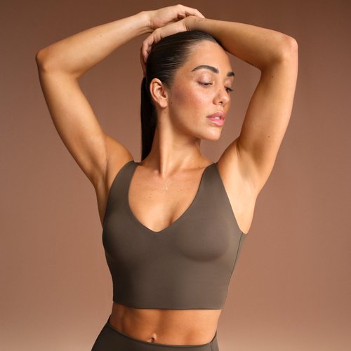 Nike SKIMS Matte V-Neck Long-Line Bra - Nskm Dark Sepia - BALLL8616W-DSP