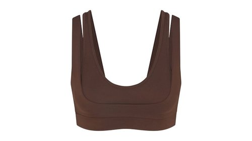Nike x SKIMS Matte Double Strap Scoop Bra - Dark Sepia