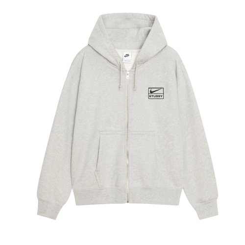 Nike x Stussy Stone Washed Fleece Zip Hoodie - Grey Heather/Black - FJ9181-050