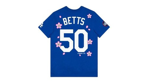 Nike x Takashi Murakami x MLB World Tour Tokyo Series 2025 Betts Dodgers Short Sleeve Tee Shirt - Blue