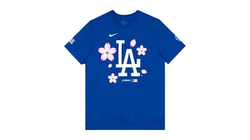 Nike x Takashi Murakami x MLB World Tour Tokyo Series 2025 Dodgers Short Sleeve Tee Shirt - Blue
