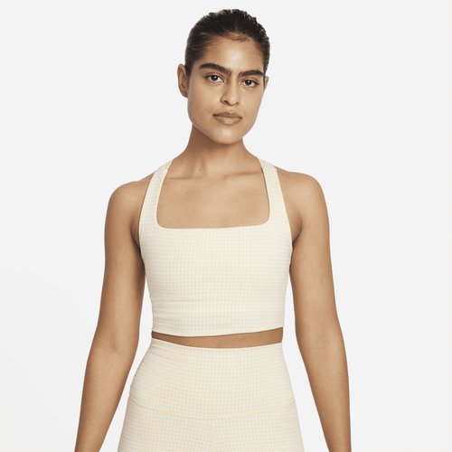 Nike Yoga Cropped Gingham Tank Top - Sail/Pale Vanilla/Pale Vanilla - DA1094-135