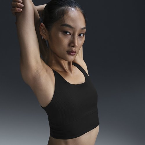 Nike Zenvy Rib Light-Support Padded Longline Sports Bra - Black/Black - HF1542-010