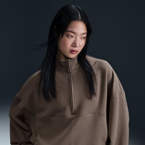 Nike 24.7 ImpossiblySoft Dri-FIT Oversized 1/2-Zip Top - Mink Brown/Ironstone - HQ8188-233
