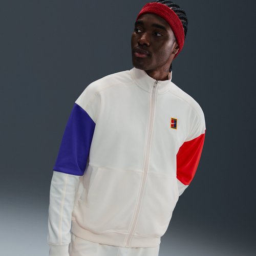 Nike Court Heritage Tennis Jacket - Pale Ivory/Deep Night/Light Crimson - FZ6925-110