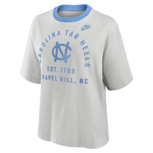 North Carolina Legacy Arch Script Boxy Nike College T-Shirt - Photon Dust - 01CM0DJ8NCV-5GU