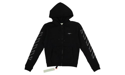OFF-WHITE 3D Arrow Zip Up Sweatshirt - Black/White - OMBB033E181920021001