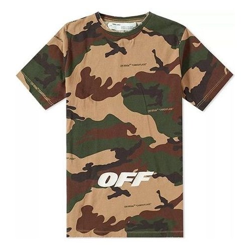 OFF-WHITE Alphabet Embroidered Short Sleeve Camouflage - 迷彩 - OMAA038E181850219901