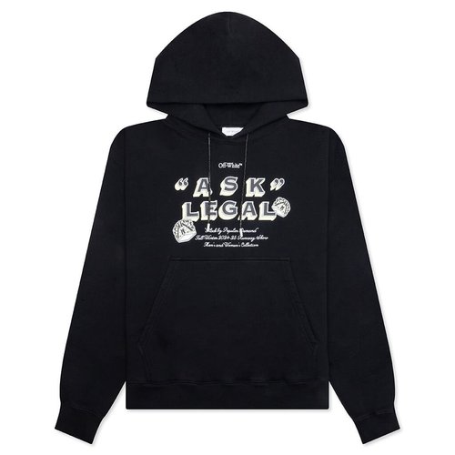 OFF-WHITE Arrow Ask Legal Skate Hoodie - Black/White - OMBB085W24FLE0041001