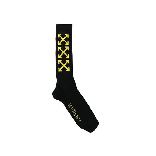 OFF-WHITE Arrow Bookish Medium Socks - Black/Yellow - OMRA075S23KNI0011018