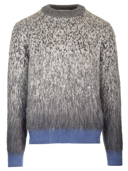 OFF-WHITE Mohair Degrade Arr Knit Crew - Grey/Blue - OMHE169F23KNI0011169