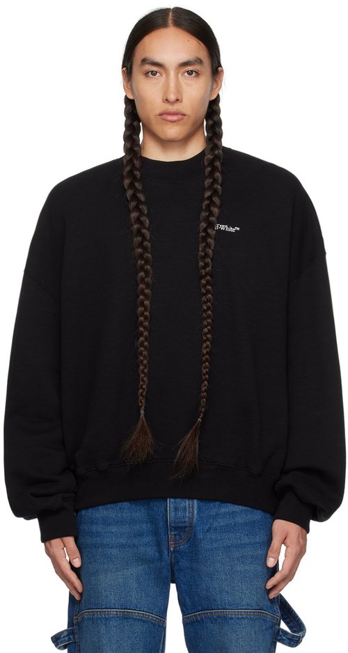 OFF-WHITE OFFWHITE Scratch Arrow Design Oversized Fit Sweatshirt - Black - OMBA070F23FLE0041001