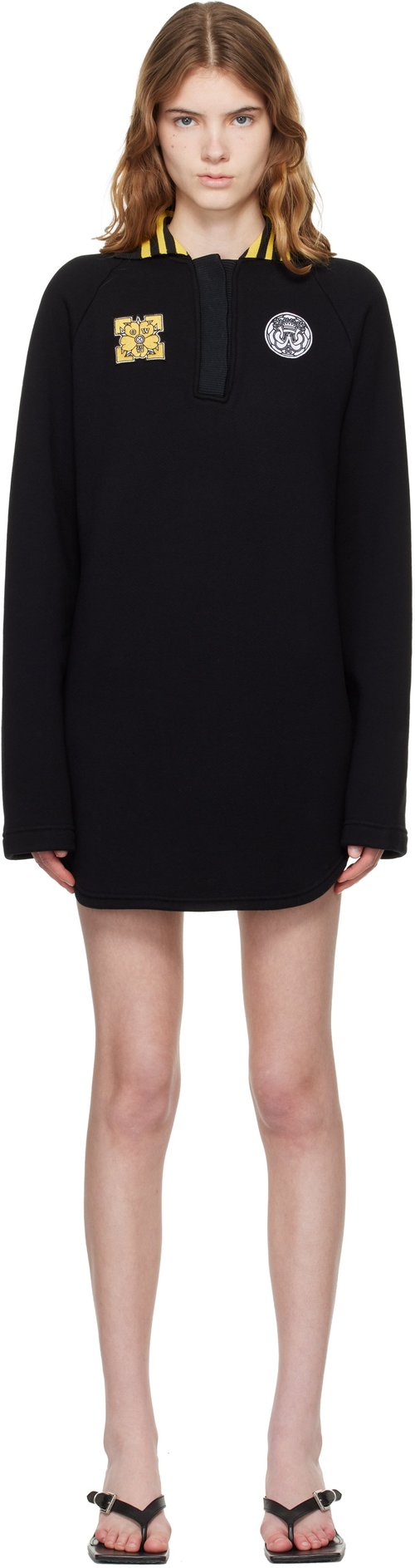 OFF-WHITE Black Sporty Polo Sweat Minidress - Black White - 2DF003S26FLE001W003