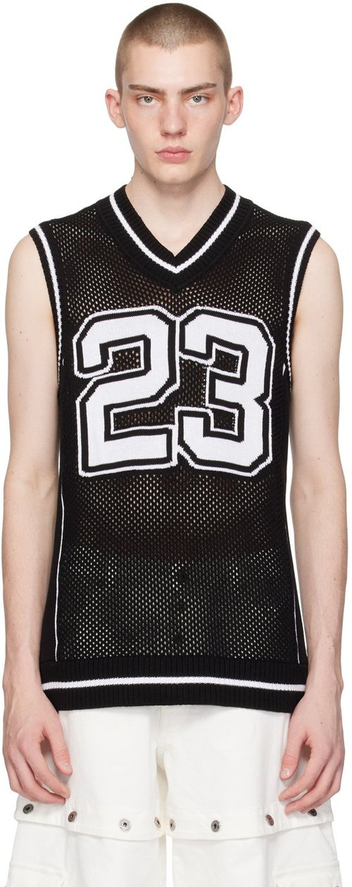OFF-WHITE Black & White Varsity Net Tank Top - Black White - OMHZ018S24KNI0011001