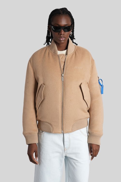 OFF-WHITE Bomber Jacket In Beige Cashmere - OWEH031F25FAB001626D