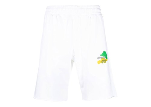 OFF-WHITE OFF Brush Arrows RawCut Shortsin - White - OMCI006S23FLE0020184