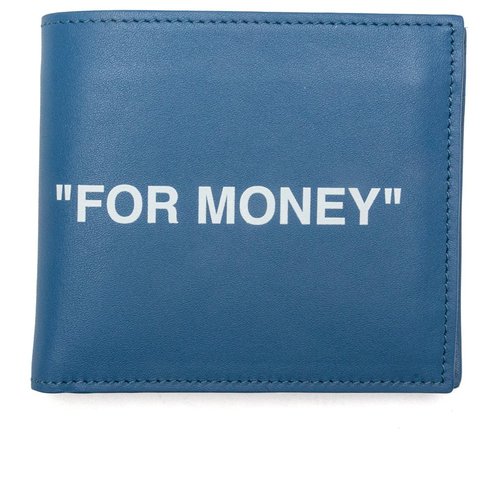 OFF-WHITE Calf Skin Quote Bifold Wallet - Blue/White - OMNC020F20LEA0014501