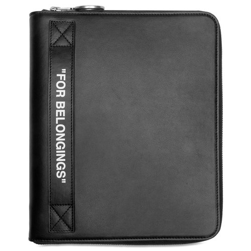 OFF-WHITE Quote Printed Zip-up Wallet - Black/White - OMNJ004R21LEA0011001