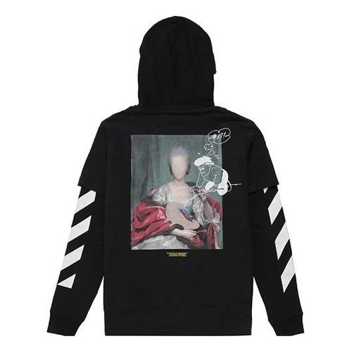 OFF-WHITE C/O Virgil Abloh Diag Mariana Hooded Tee - Black - OMAB033E191850051088