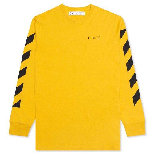 OFF-WHITE Diag Pencil Arch L/S Tee - Ocher Yellow/Black - OMAB001F20FAB0051610