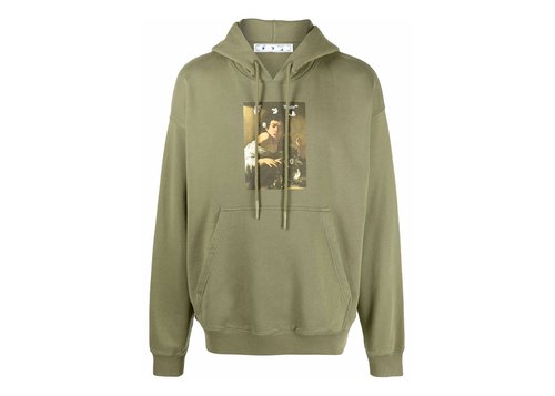 OFF-WHITE Caravaggio Skate Hoodie - Green - OMBB085F21FLE0135584