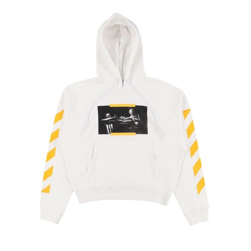 OFF-WHITE Caravaggio Painting Over Hoodie - White/Yellow/Black - OMBB037F21FLE0110184