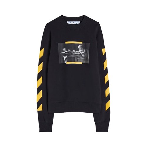 OFF-WHITE Caravaggio Painting Slim Crewneck - Black/Yellow - OMBA025F21FLE0091084