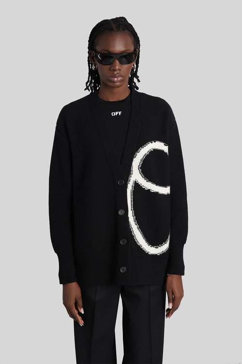 OFF-WHITE Cardigan In Black Wool - OWHB04LF25KNI0011001