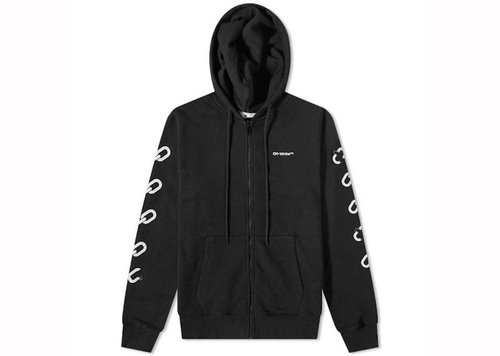 OFF-WHITE OFFWHITE Chain Arrow Slim Zip Hoodie 'Black