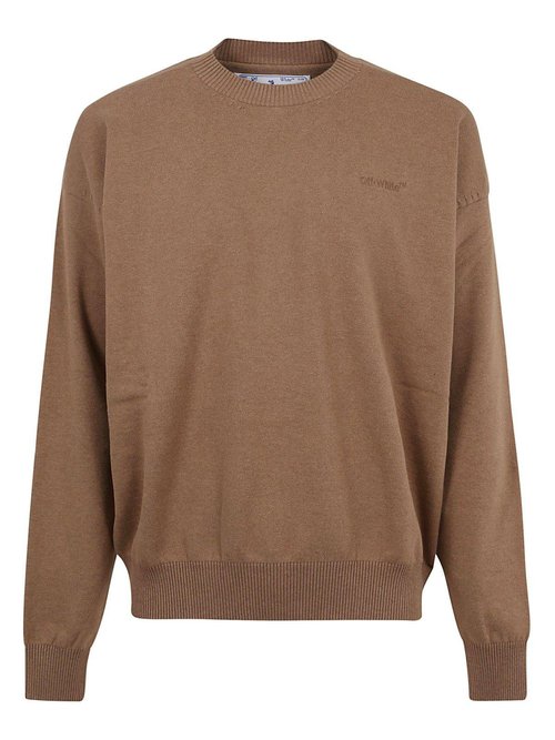 OFF-WHITE Stretch Cotton Crewneck - Brown - OMHE138F22KNI0016262