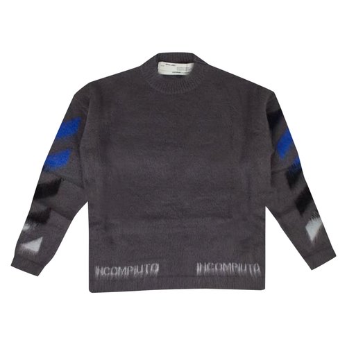 OFF-WHITE Diag Brushed Knitwear - Grey - OMHA036E19B020240788