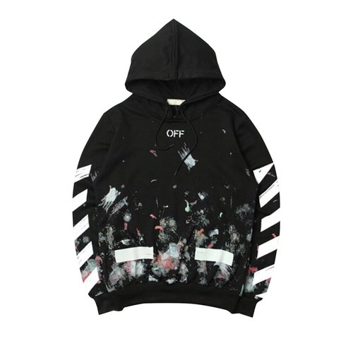 OFF-WHITE Diag Galaxy Brushed Over Hoodie - Black/Multi-Color - OMBB009F176190309901
