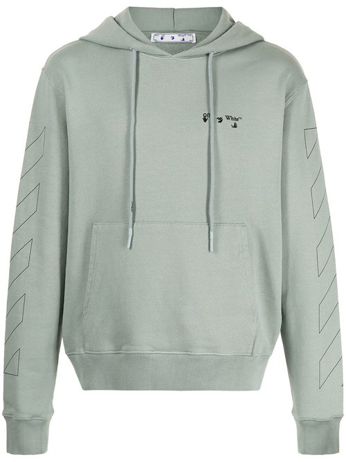 OFF-WHITE OFFWHITE Diag Hoodie - Green - OMBB034R21FLE0025010