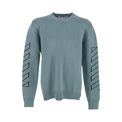 OFF-WHITE Diag Outline Knit Crewneck - Light Green - OMHE087S23KNI0014110