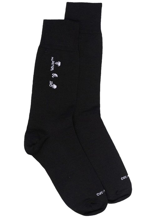 OFF-WHITE OFFWHITE Drowning Man Logo Socks - Black White - OMRA038F21KNI0011001