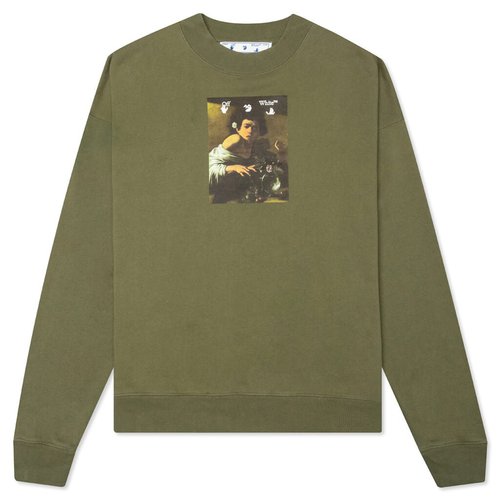 OFF-WHITE Caravaggio Skate Crewneck - Green/Multicolor - OMBA054F21FLE0105584