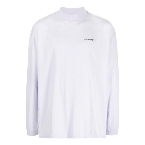 OFF-WHITE FW22 Solid Color Arrow Pattern Logo Printing Round Neck White - OMAB032F22JER0013610