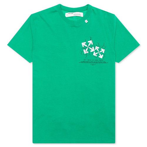 OFF-WHITE Fence Arrows T-Shirt Arrow Printing Short Sleeve - Green - OMAA027S201850024401