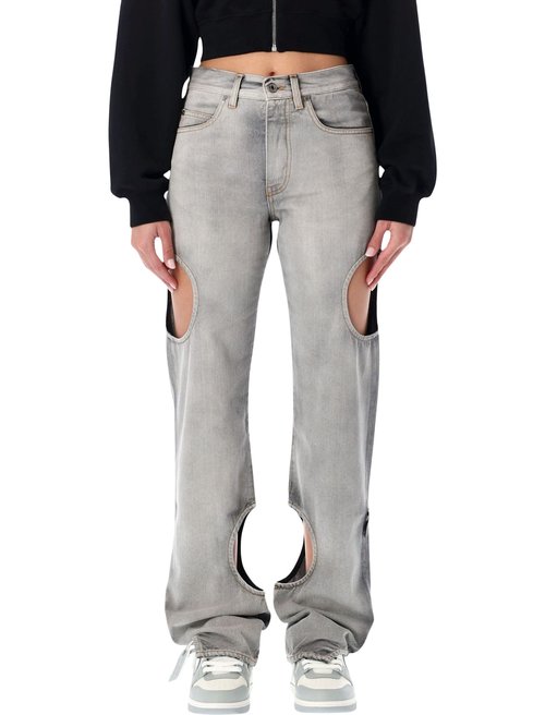 OFF-WHITE Grey Meteor Cut-out Jeans - OWYA06AF25DEN0011200