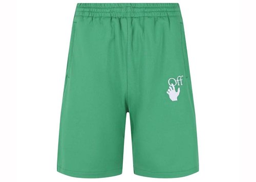 OFF-WHITE Hands Off Skate Track Shorts - Green - OMCL001S22FAB0015501